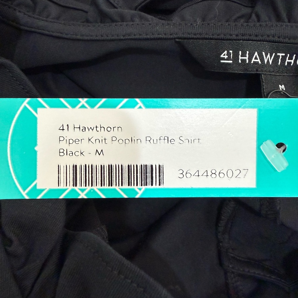 41 Hawthorn Stitch Fix Piper Knit Poplin Ruffle Sleeveless Shirt Black Size M - Picture 8 of 9